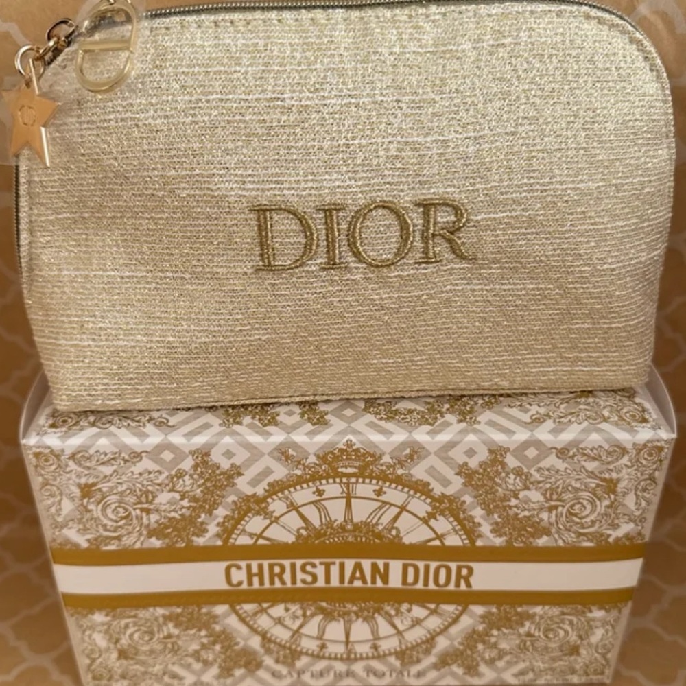 Dior Gold Makeup Bag
